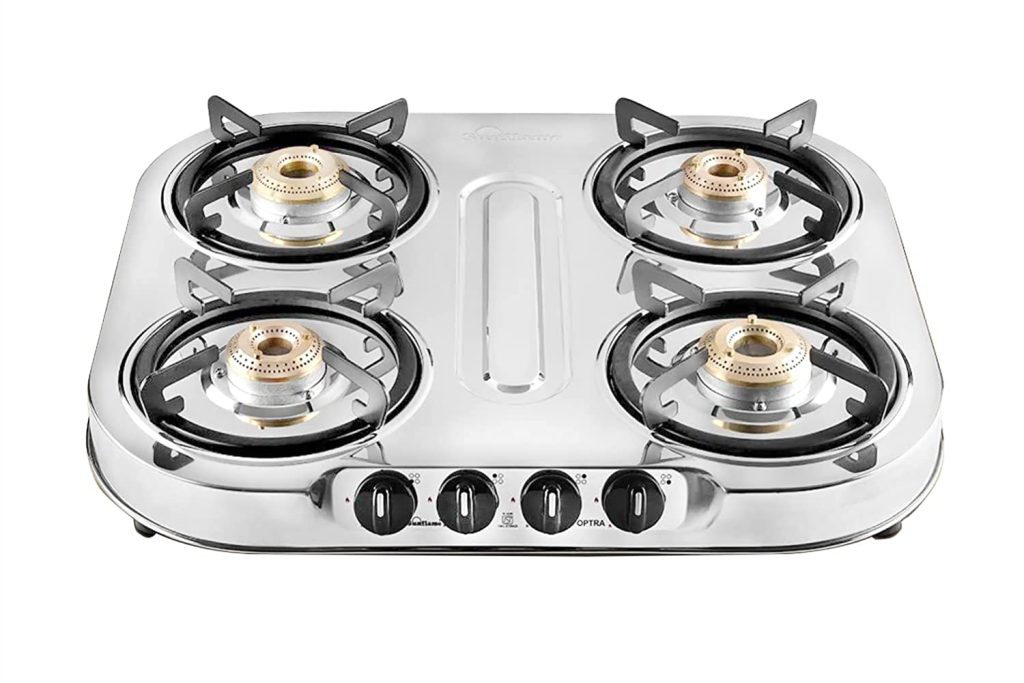  Sunflame OPTRA 4 Burner Gas Stove, Stainless Steel Body, Manual Ignition